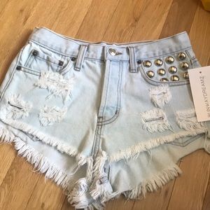 High waisted jean shorts